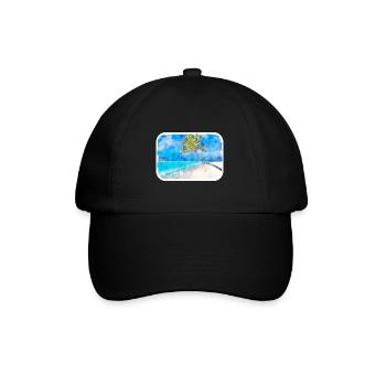 Maldives Watercolor Sketch Hand Drawn Illustration - Baseball Cap - black/black - Front