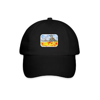 Pays-Bas Aquarelle Esquisse Dessinée Illustration - Casquette classique - noir/noir - Devant