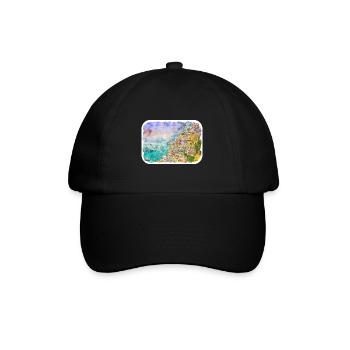 Positano Italy Watercolor Sketch Drawn Illustratio - Baseball Cap - black/black - Front