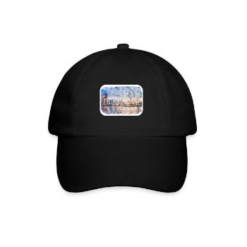Singapour Aquarelle Esquisse Dessinée à la Main Peinture - Casquette classique - noir/noir - Devant