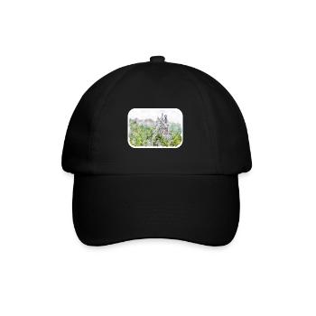 Deutschland Aquarell Skizze handgezeichnete Illustration - Baseballkappe - Schwarz/Schwarz - Vorne