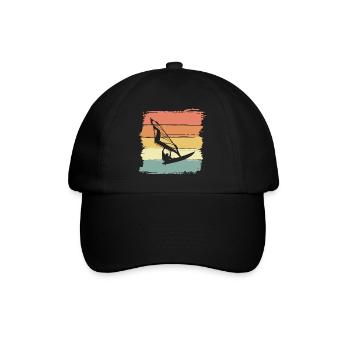 Windsurfen vintage retro Windsurfen Legende - Baseballkappe - Schwarz/Schwarz - Vorne