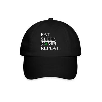 EAT SLEEP CAMP REPEAT - Baseballkappe - Schwarz/Schwarz - Vorne