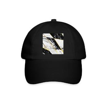 Marble Black White Gold Mosaic Geometric - Baseball Cap - black/black - Front
