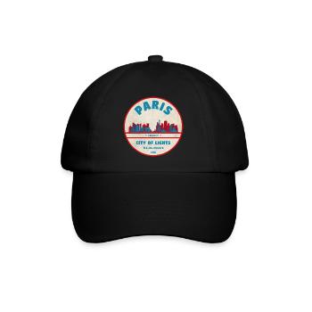 Paris City Lights Retro Badge - Baseball Cap - black/black - Front