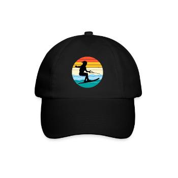 Wasserski Outdoor Wassersport Vintage Retro - Baseballkappe - Schwarz/Schwarz - Vorne
