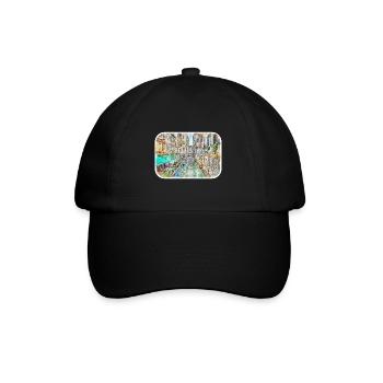 Italien Aquarellskizze Handgezeichnete Illustration - Baseballkappe - Schwarz/Schwarz - Vorne