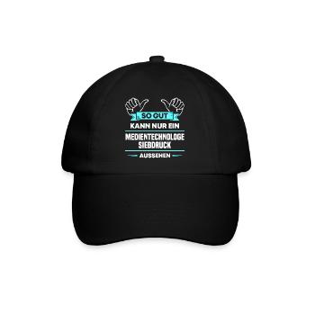 Medientechnologe Siebdruck Design für stolze Profi - Baseballkappe - Schwarz/Schwarz - Vorne