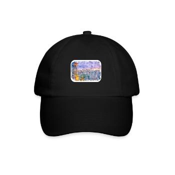 Edinburgh Schottland UK Aquarell Skizze Gezeichnet Schmerz - Baseballkappe - Schwarz/Schwarz - Vorne