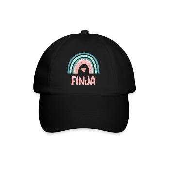 Finja Name Regenbogen Baby - Baseballkappe - Schwarz/Schwarz - Vorne