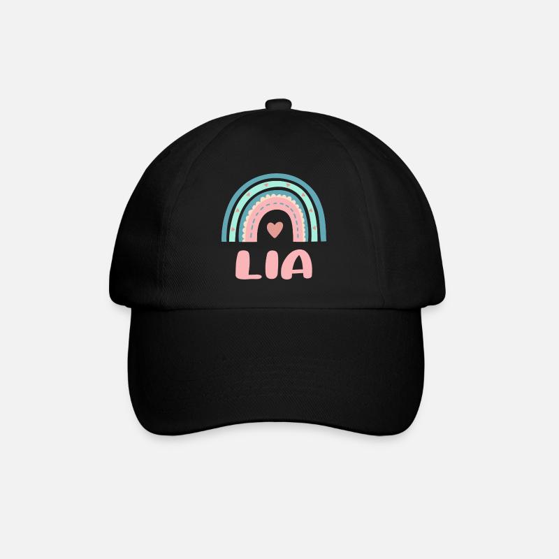 Lia Name Regenbogen Baby - Baseballkappe - Schwarz/Schwarz