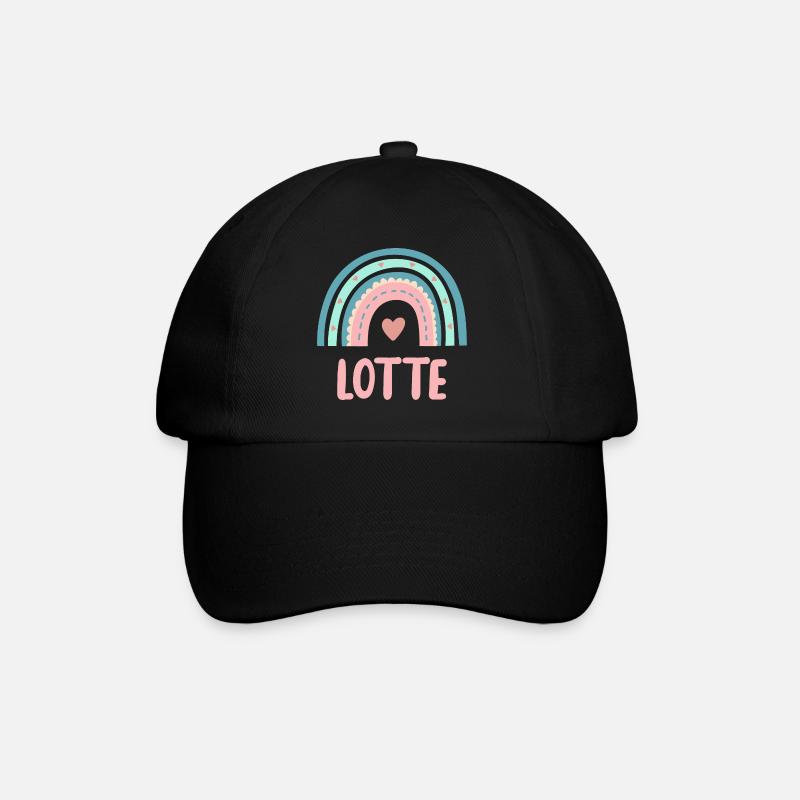 Lotte Name Regenbogen Baby - Baseballkappe - Schwarz/Schwarz