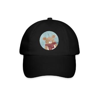 zuckersüßer goldiger Bär im Winter wenn es schneit - Baseballkappe - Schwarz/Schwarz - Vorne