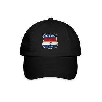 Groningen Niederlande Wappen Design - Baseballkappe - Schwarz/Schwarz - Vorne