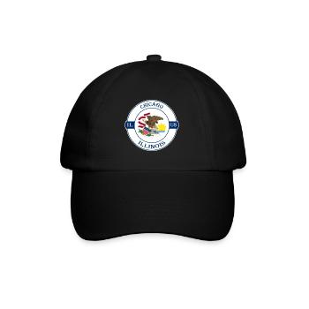 Chicago Illinois Flag USA Travel Souvenir Badge - Baseball Cap - black/black - Front
