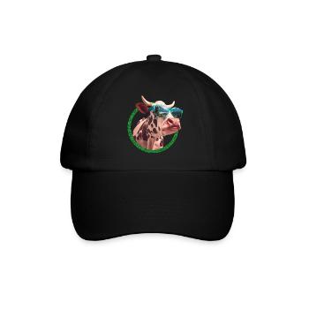 cool cow wearing sunglasses - Baseball Cap - black/black - Front