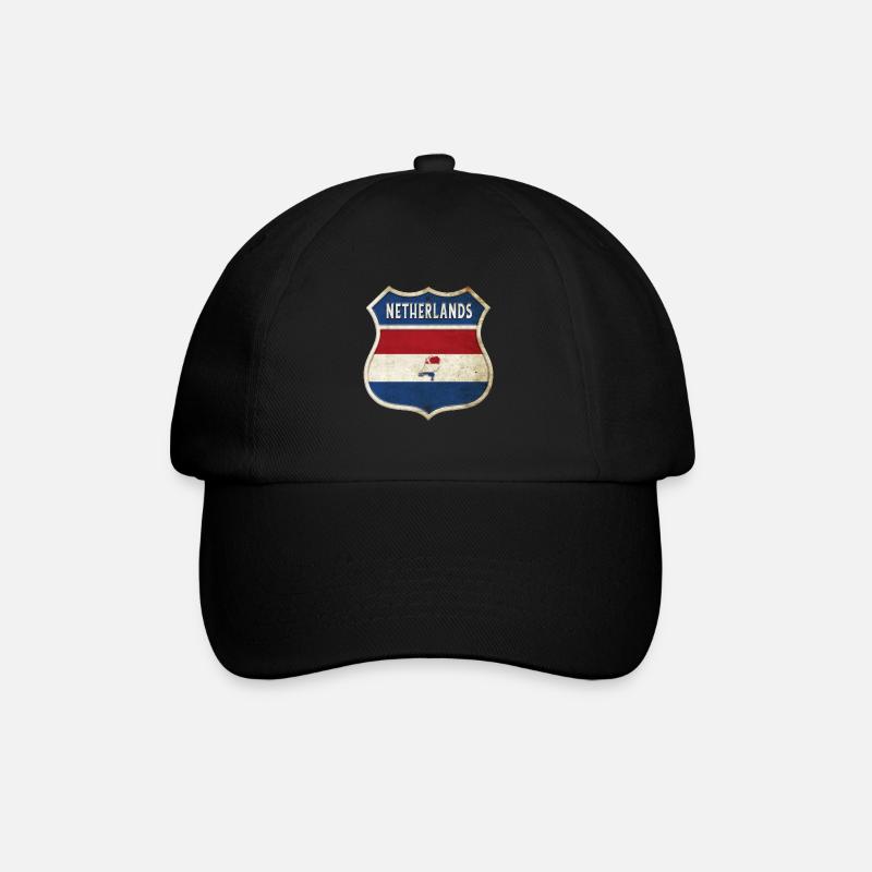 Niederlande Wappen Flaggen Design - Baseballkappe - Schwarz/Schwarz