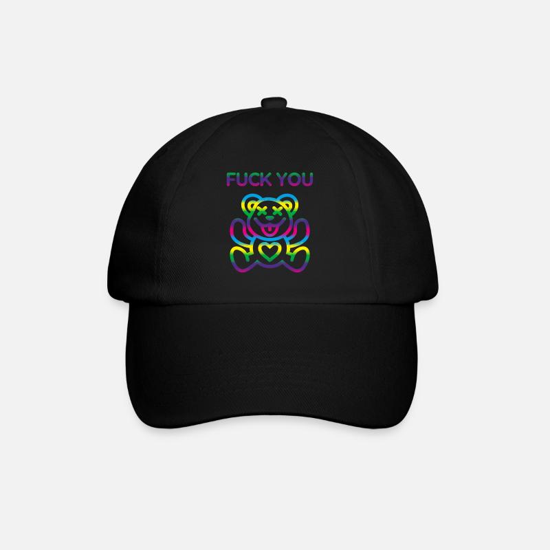 Cute Rainbow Teddy Bear F*ck You - Baseball Cap - black/black