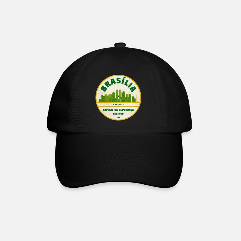 Brasília Skyline Retro Emblem - Baseballkappe - Schwarz/Schwarz