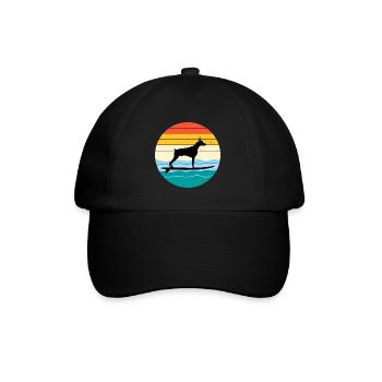 Dobermann Owner Dog Surfing Sea Waves - Baseball Cap - black/black - Front
