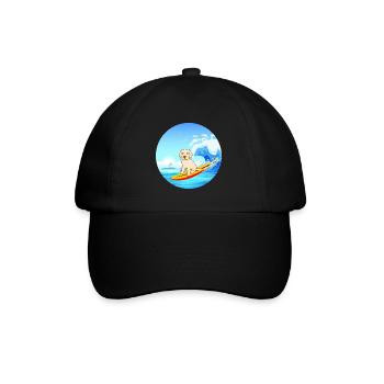 Labrador Retriever Chien Surf Vagues de la mer - Casquette classique - noir/noir - Devant