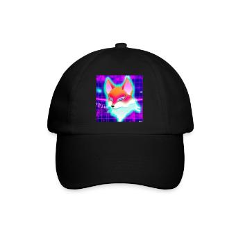 Kitsun Vaporwave Japanische Kami Vaporwave Kitsune - Baseballkappe - Schwarz/Schwarz - Vorne