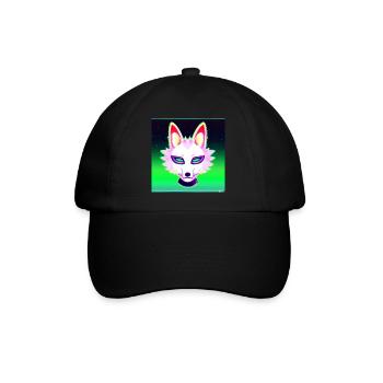 Kitsun Vaporwave Japanese Kami Vaporwave Kitsune - Baseball Cap - black/black - Front