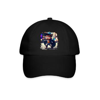Super Katze - Baseballkappe - Schwarz/Schwarz - Vorne