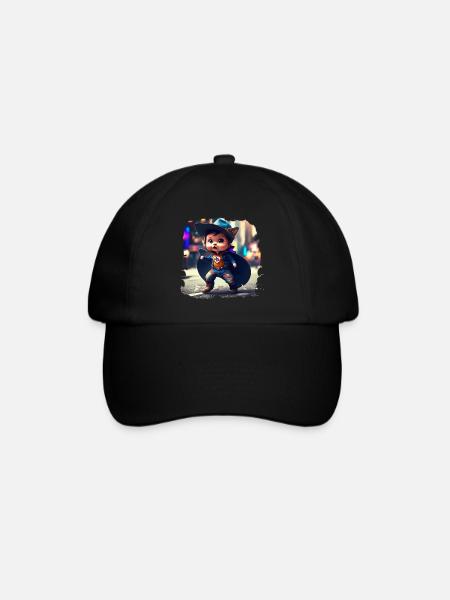 Super Katze - Baseballkappe - Schwarz/Schwarz