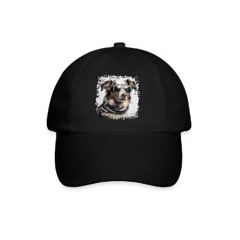 Cool dog with glasses - Baseball Cap - black/black - Front
