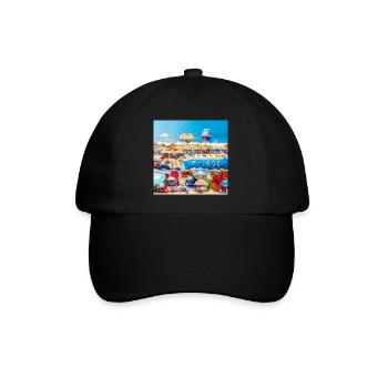 Sonniger Urlaub am Meer verbringen - Baseballkappe - Schwarz/Schwarz - Vorne