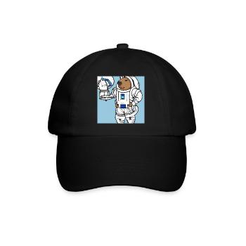 Capybara-Astronaut - Baseballkappe - Schwarz/Schwarz - Vorne