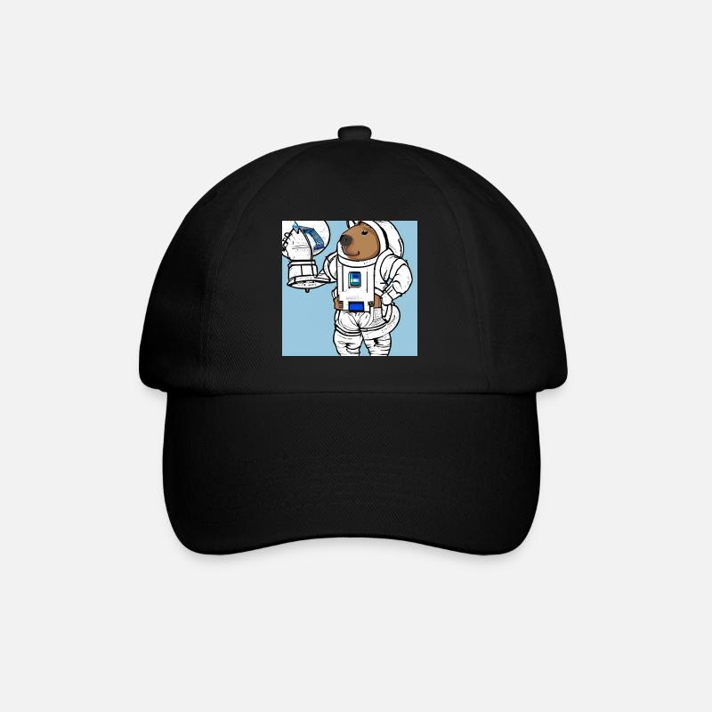 Capybara-Astronaut - Baseballkappe - Schwarz/Schwarz