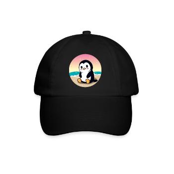 Pingouin de plage au coucher du soleil - Casquette classique - noir/noir - Devant