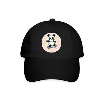 Skateboard panda in sunset - Baseball Cap - black/black - Front