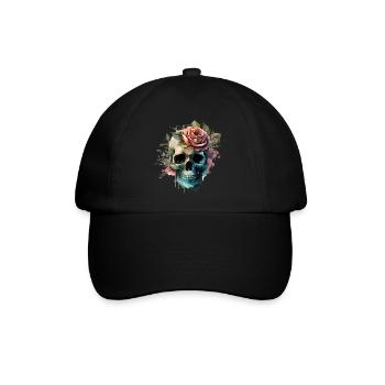 Crâne avec des fleurs - Skull Dia De Los Muertos - Casquette classique - noir/noir - Devant