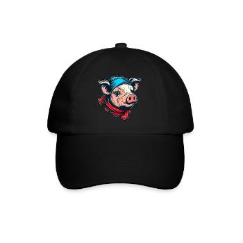 Cochon avec foulard - Casquette classique - noir/noir - Devant
