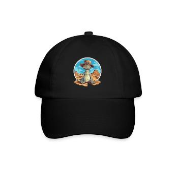 Dinosaure créatif avec chapeau dans le désert - Casquette classique - noir/noir - Devant