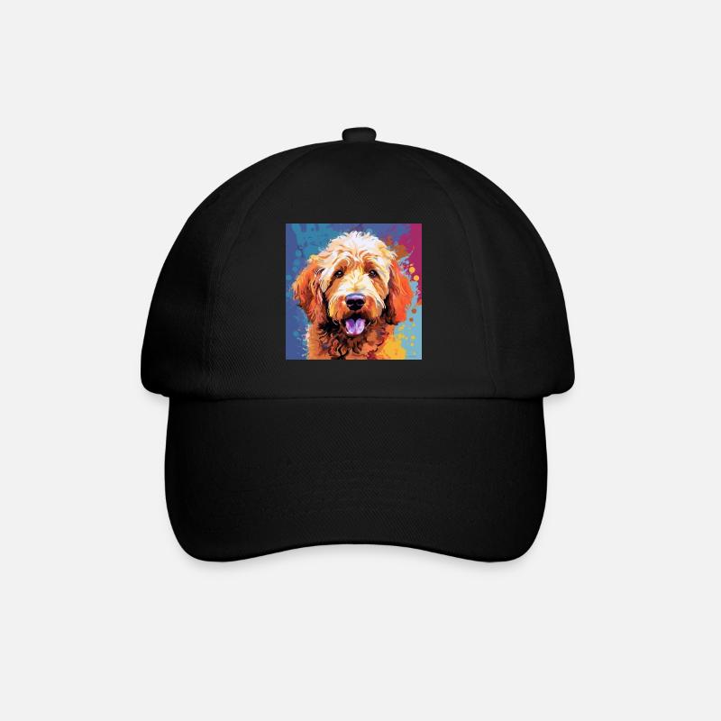 Golden Doodle Pop Art - Baseballkappe - Schwarz/Schwarz