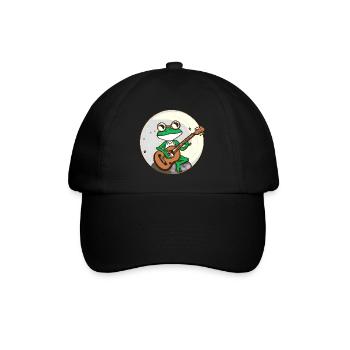 Mondschein Frosch mit Gitarre - Baseballkappe - Schwarz/Schwarz - Vorne