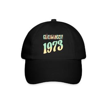 Glückwunsch Jahr 1973 - GEBURTSTAG RETRO - Baseballkappe - Schwarz/Schwarz - Vorne