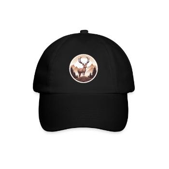 Deer Forest and Mountains - Baseball Cap - black/black - Front