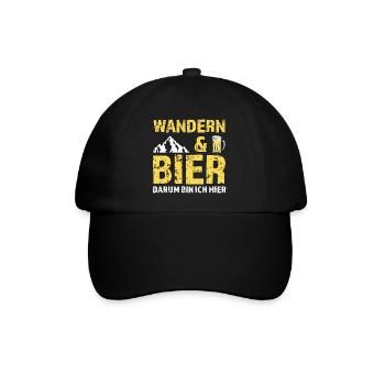 Wandern Bier Berg Geschenk - Baseballkappe - Schwarz/Schwarz - Vorne