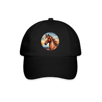 Pferd - Baseballkappe - Schwarz/Schwarz - Vorne