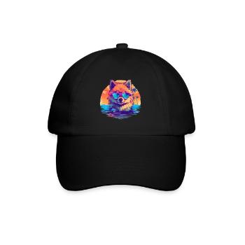 Retro Pomeranian - Baseballkappe - Schwarz/Schwarz - Vorne