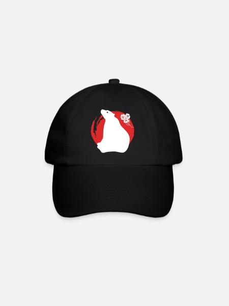 Bär Silhouette Japanisch - Baseballkappe - Schwarz/Schwarz