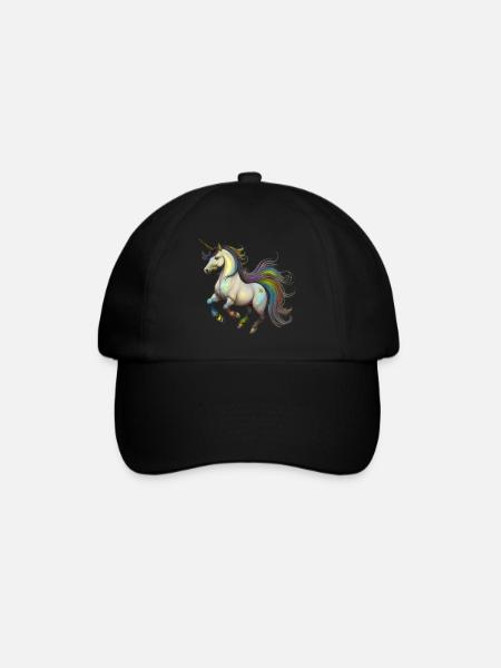 Licorne dans le vent - Arc-en-ciel - Casquette classique - noir/noir