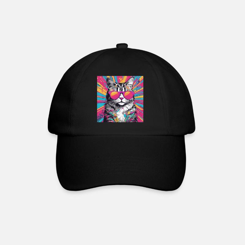 Neon Cat - Baseballkappe - Schwarz/Schwarz
