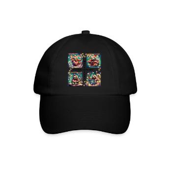 Weihnachts - Faultier, Ugly-Christmas - Baseballkappe - Schwarz/Schwarz - Vorne