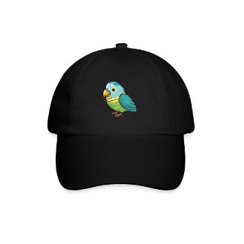 Sittich-Karikatur-Kawaii-Aquarell-Illustration - Baseballkappe - Schwarz/Schwarz - Vorne